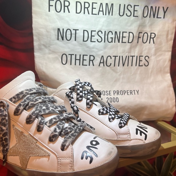 GOLDEN GOOSE 39 Women Super-Star in white leather with gray suede star LIVE LOVE - Picture 4 of 8